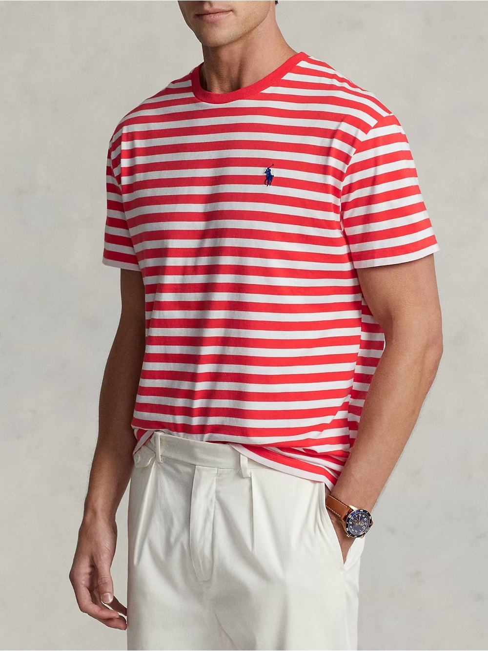 Polo‎ by Ralph Lauren Red & White Striped Short-Sleeve Crew Tee Size XXL. NWOT